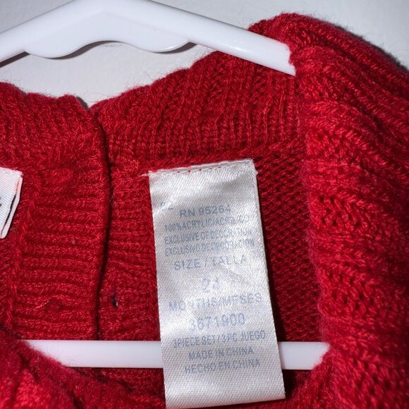 Bt Kids Red Knit Sweater With Reindeer Appliqué For Toddlers Santa Hat - Picture 6 of 8